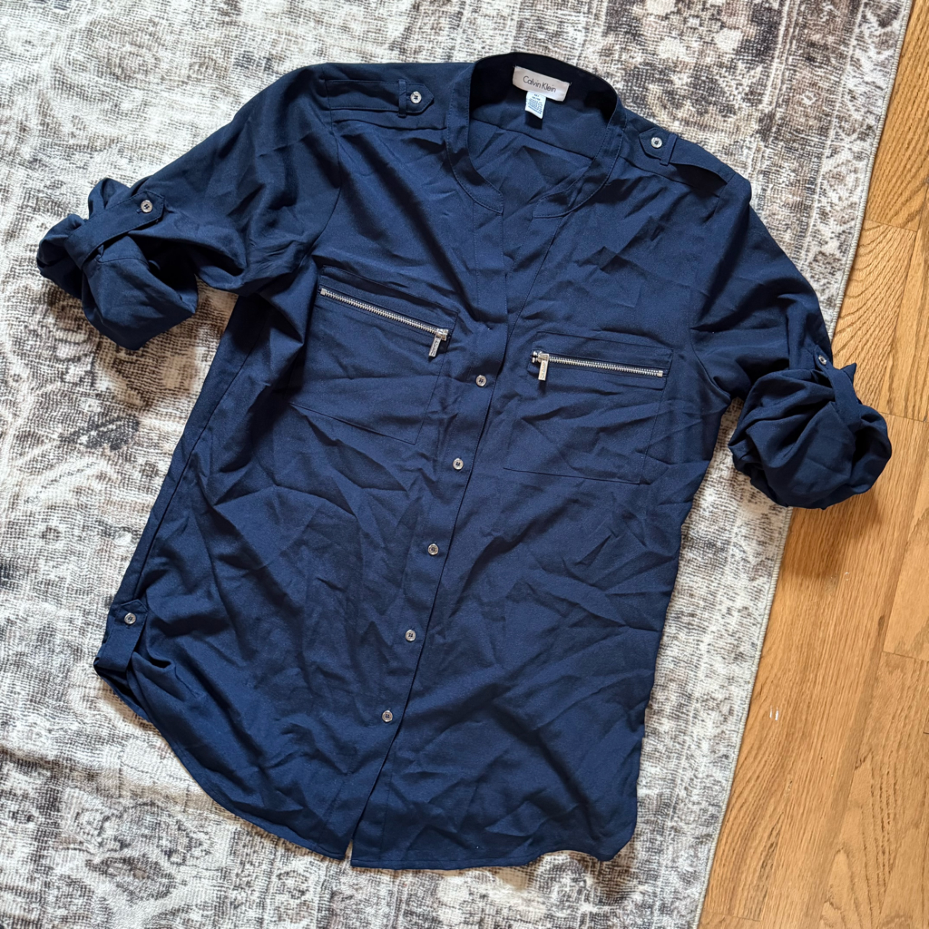 Calvin Klein Button Down Navy Blue Dress Shirt.